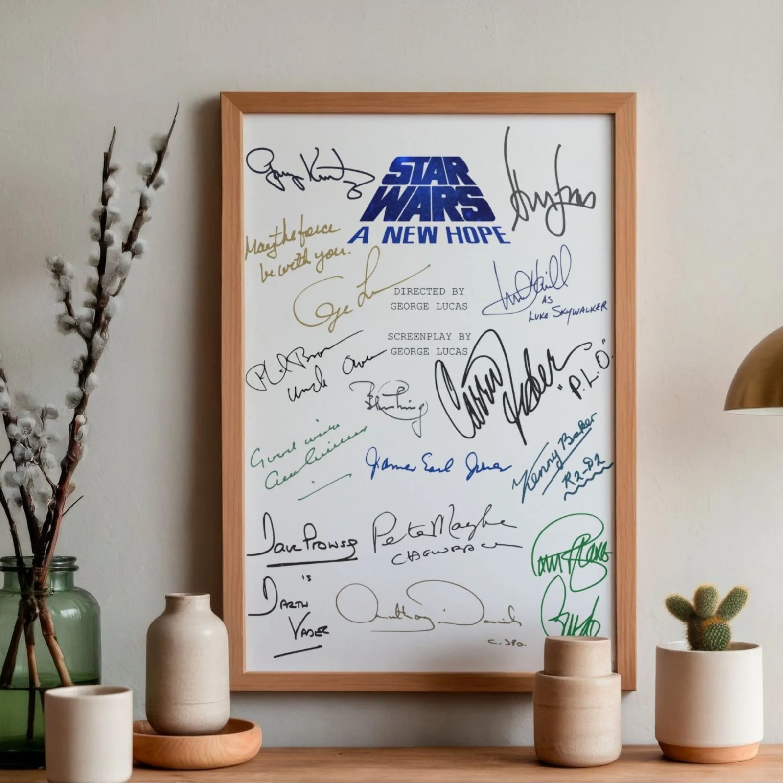 Star Wars A New Hope Inspired Poster A4 Pre-Printed Autograph Script Style Gift, image 2