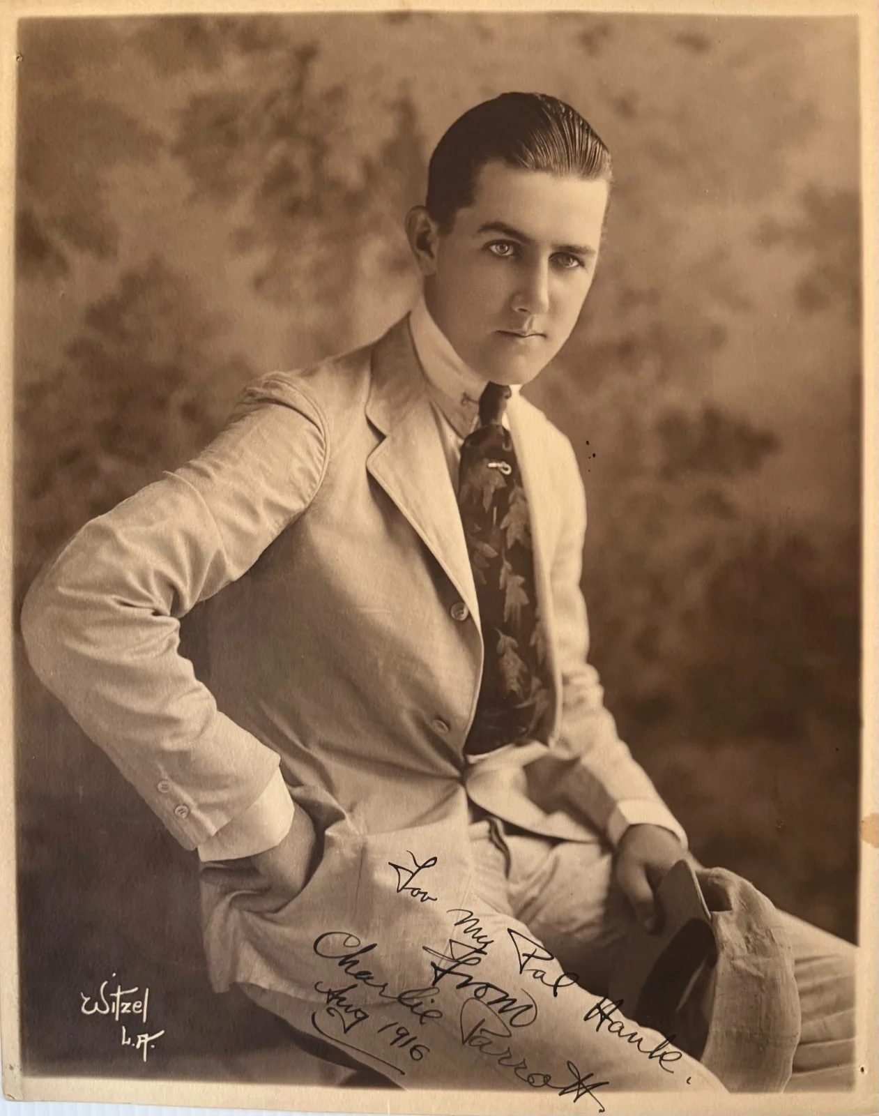 Charley Chase, Charlie Parrot — CHARLEY CHASE Signed Autographed 8x10 PHOTO "Charlie Parrot" To HANK MANN 1916, изображение 3