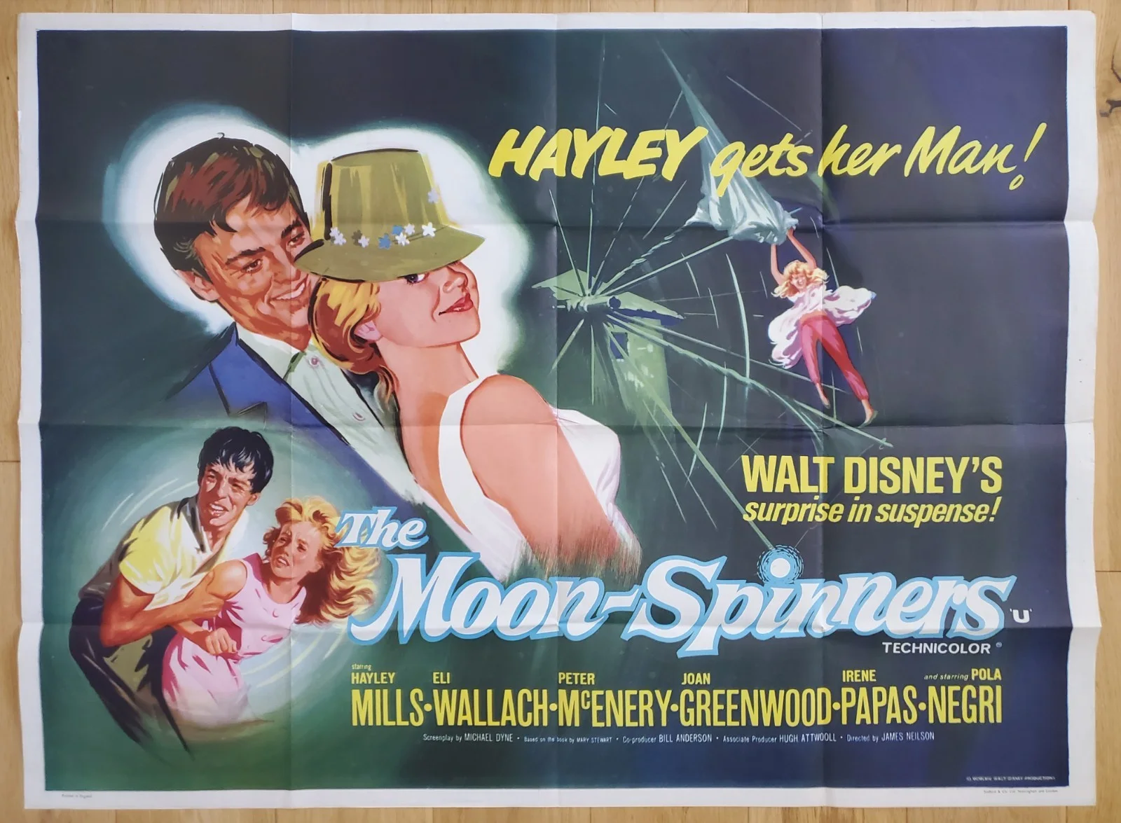 THE MOON SPINNERS VINTAGE ORIGINAL 1964 UK POSTER 30"x40" - HAYLEY MILLS, DISNEY, изображение 2