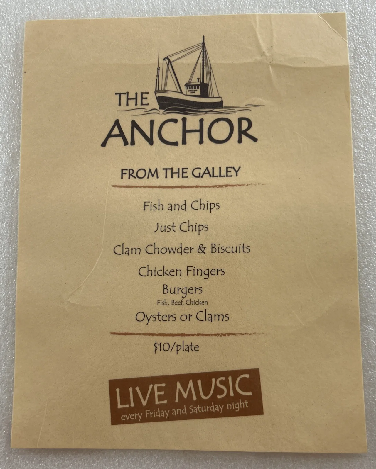 Siren (2018) TV Series - 'The Anchor' Bar Menu Screen Used Prop - With COA, изображение 2