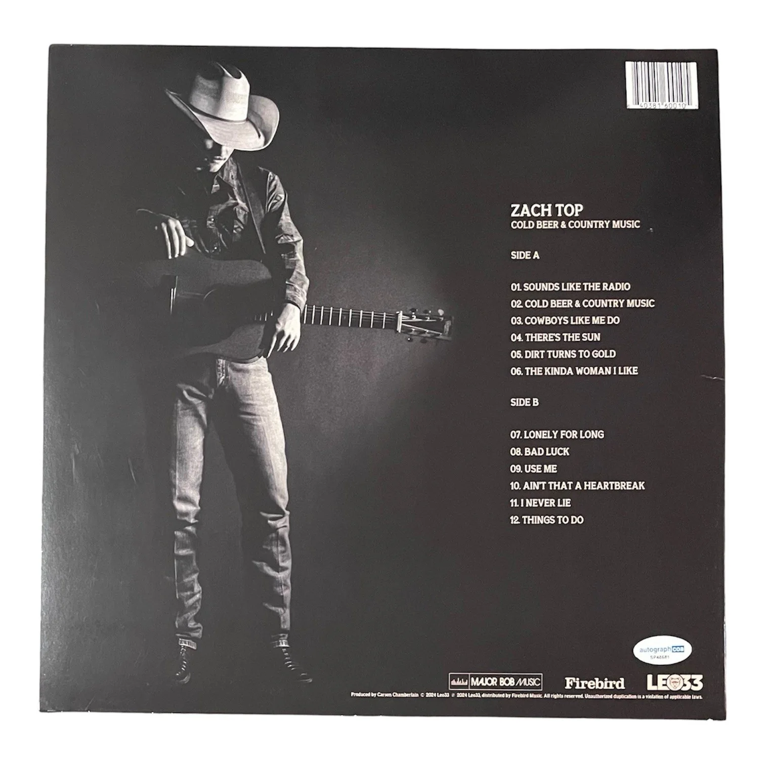 Zach Top Signed Autographed Cold Beer & Country Music Vinyl Record ACOA, image 4