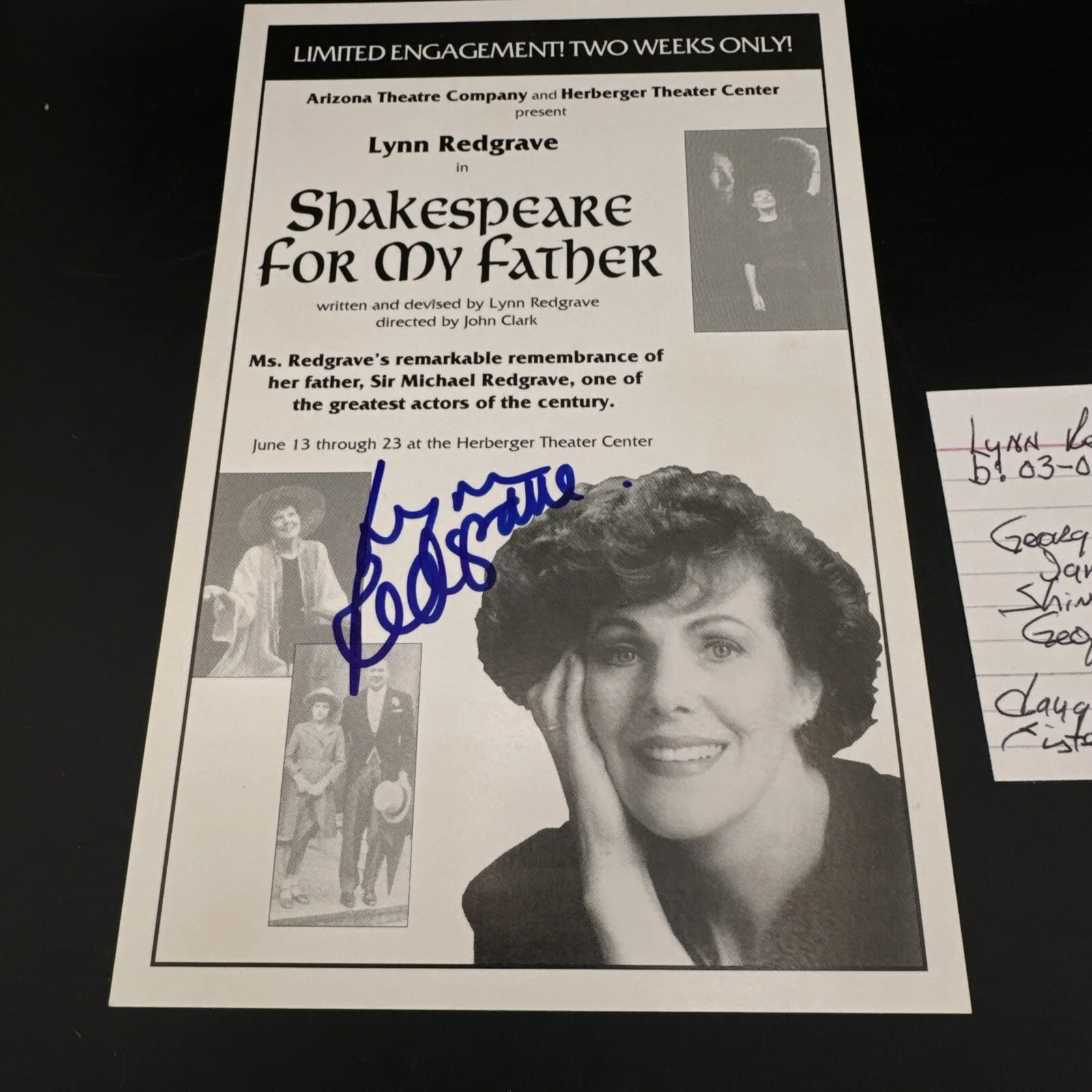 Lynn Redgrave — HAND-SIGNED by LYNN REDGRAVE 5.5X8.5”" B&W - AUTOGRAPHED, image 2