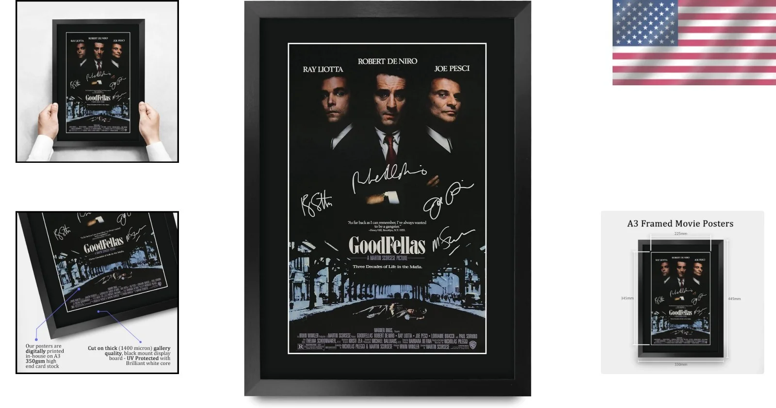 Signed Goodfellas Movie Poster Display 16x12 Black Framed Autograph Collectible, изображение 2