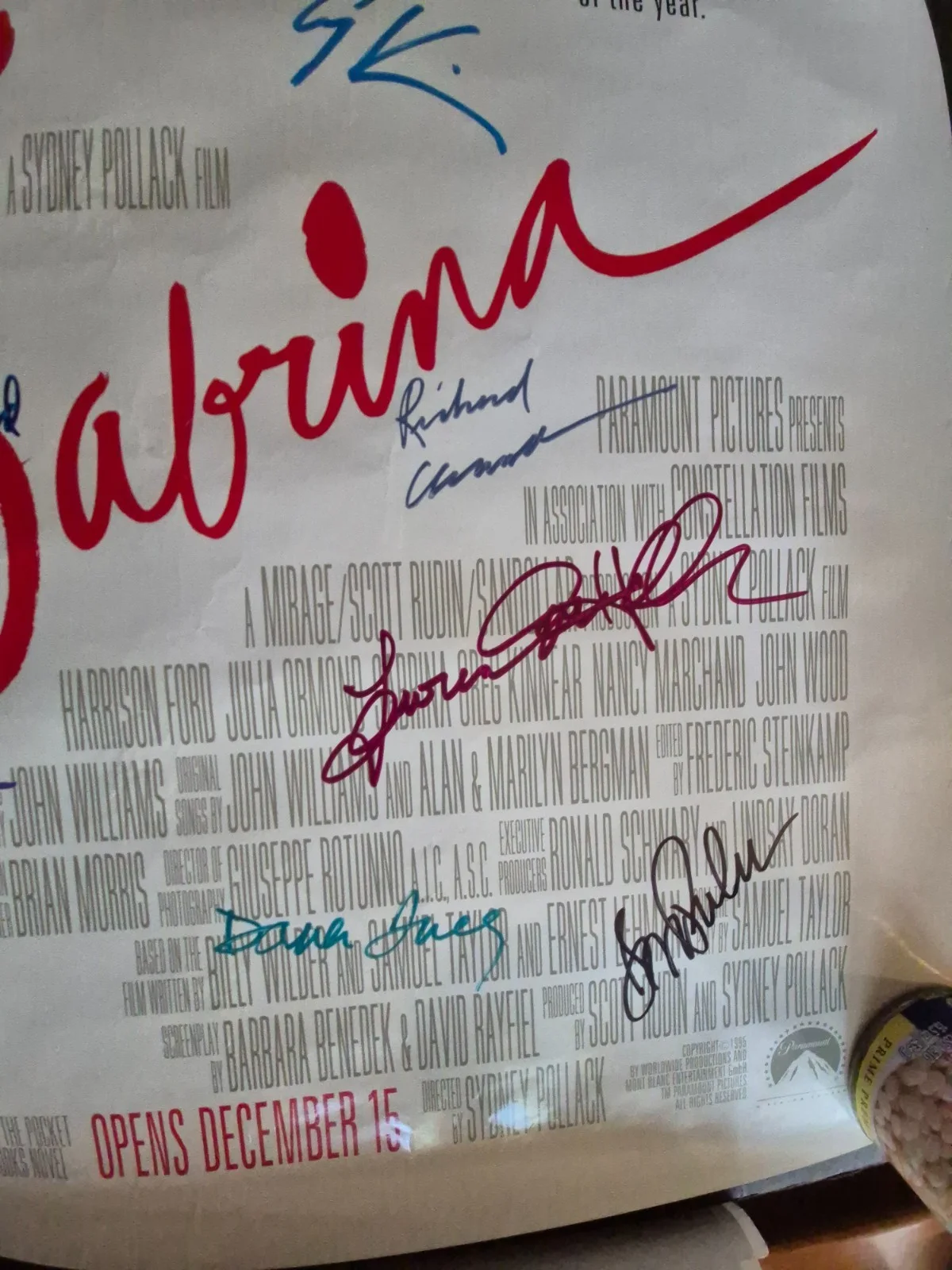 SEE BELOW — Sabrina-harrison ford ---CAST SIGNED MOVIE POSTER-w/COA ekim, image 3