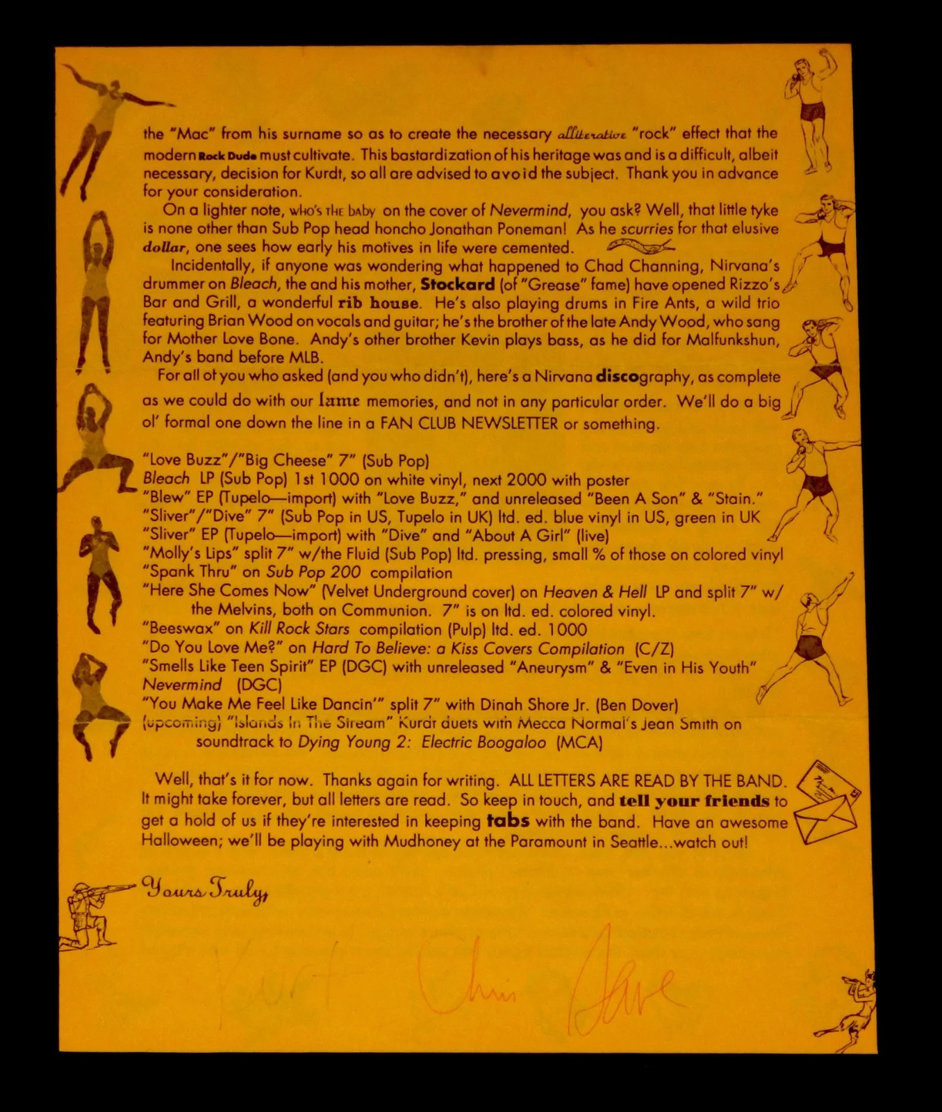 NIRVANA HAND SIGNED AUTOGRAPHED CUSTOM FRAMED ORIGINAL FAN CLUB LETTER BY ALL 3!, изображение 3