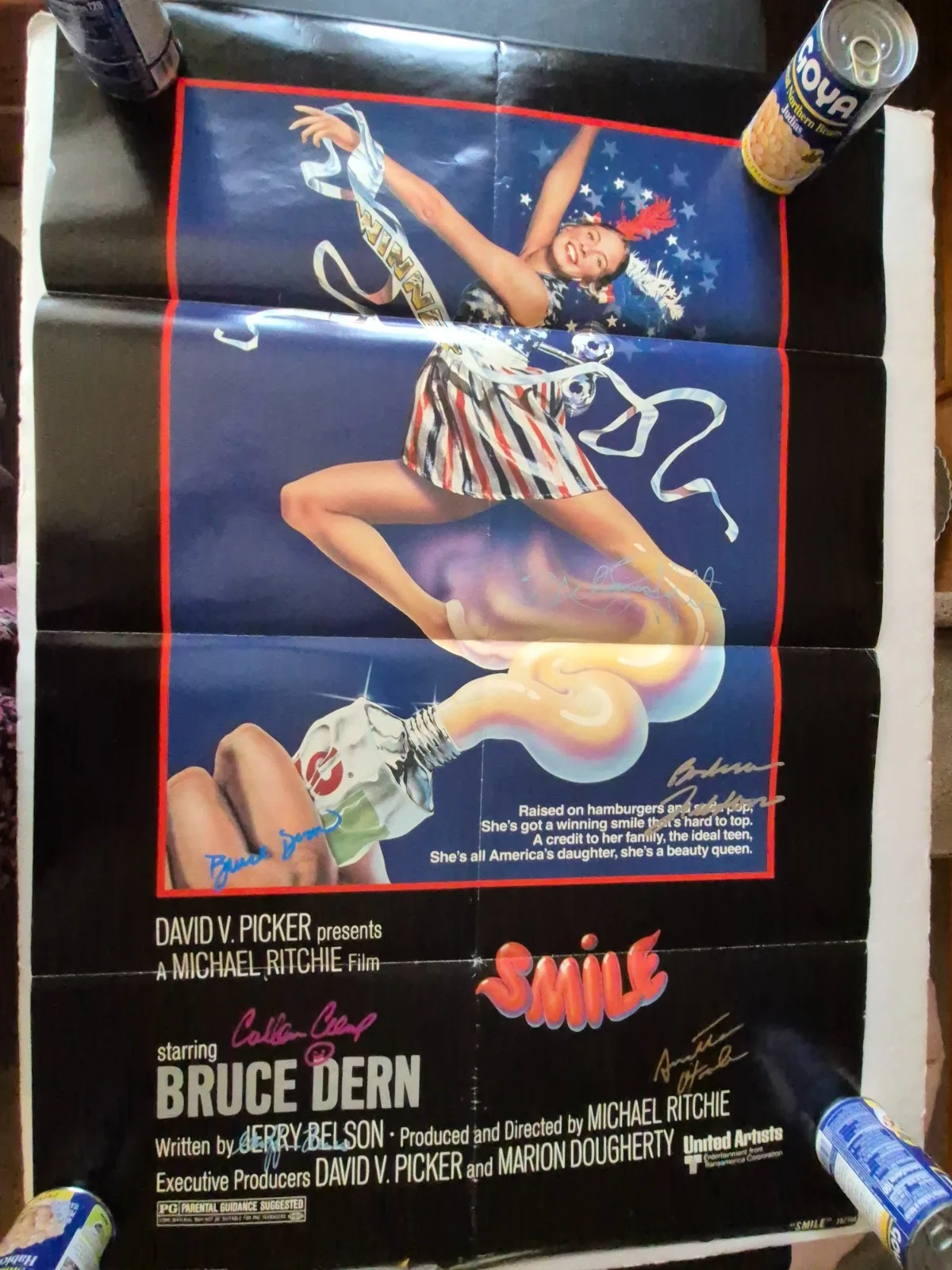 EKIM=INVENTORY — SMILE -BRUCE DERN-GRIFFITH+-CAST SIGNED MOVIE POSTER-w/COA -1986- ekim