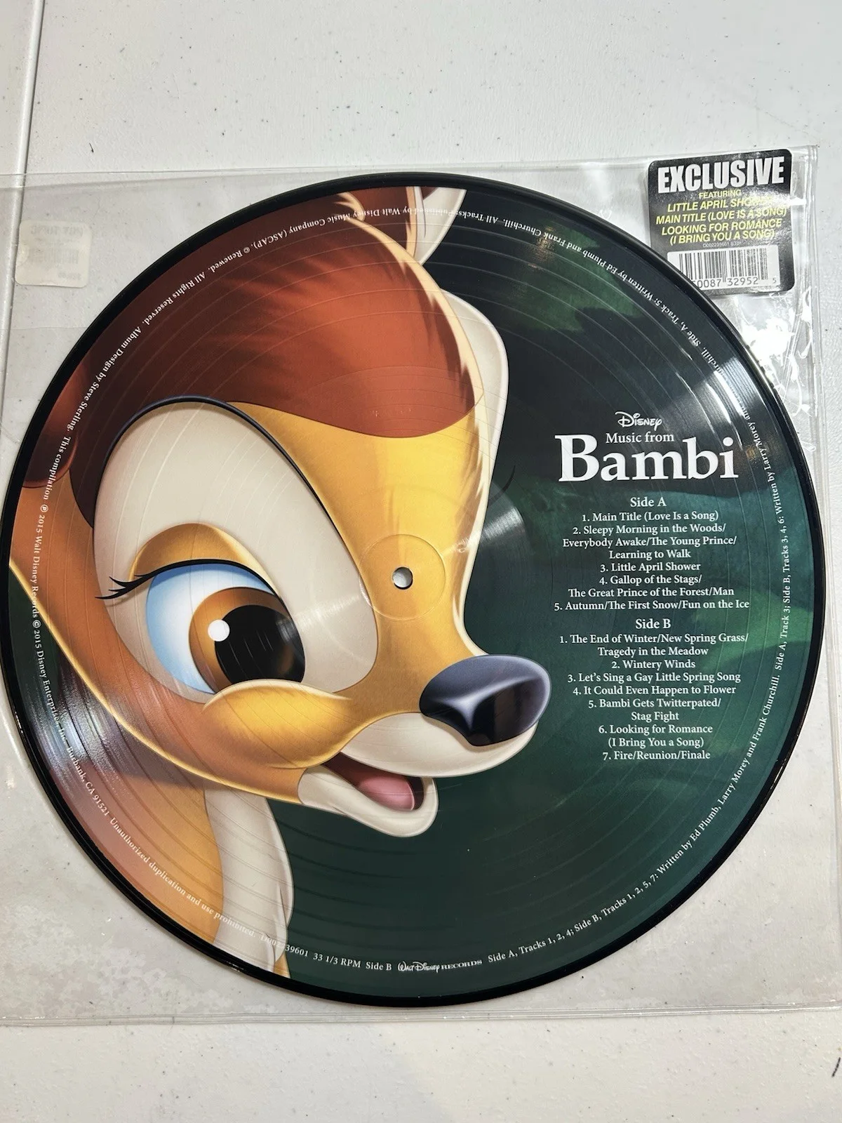 Donnie Dunagan — SIGNED Donnie Dunagan Bambi Disney Picture Disc Vinyl Voice of Bambi Autograph, изображение 4