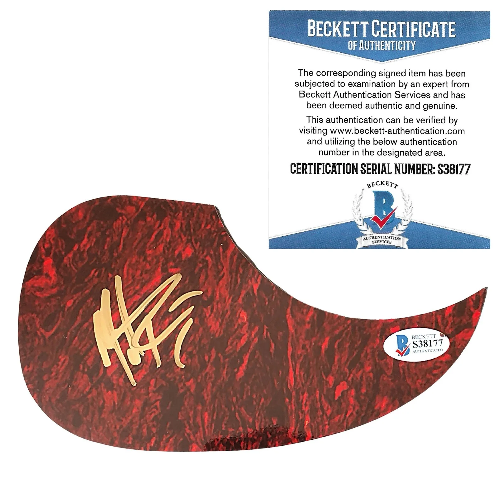 Michael Ray — Michael Ray Signed Red Guitar Pickguard Gold Ink Beckett BAS COA Country Music, image 2