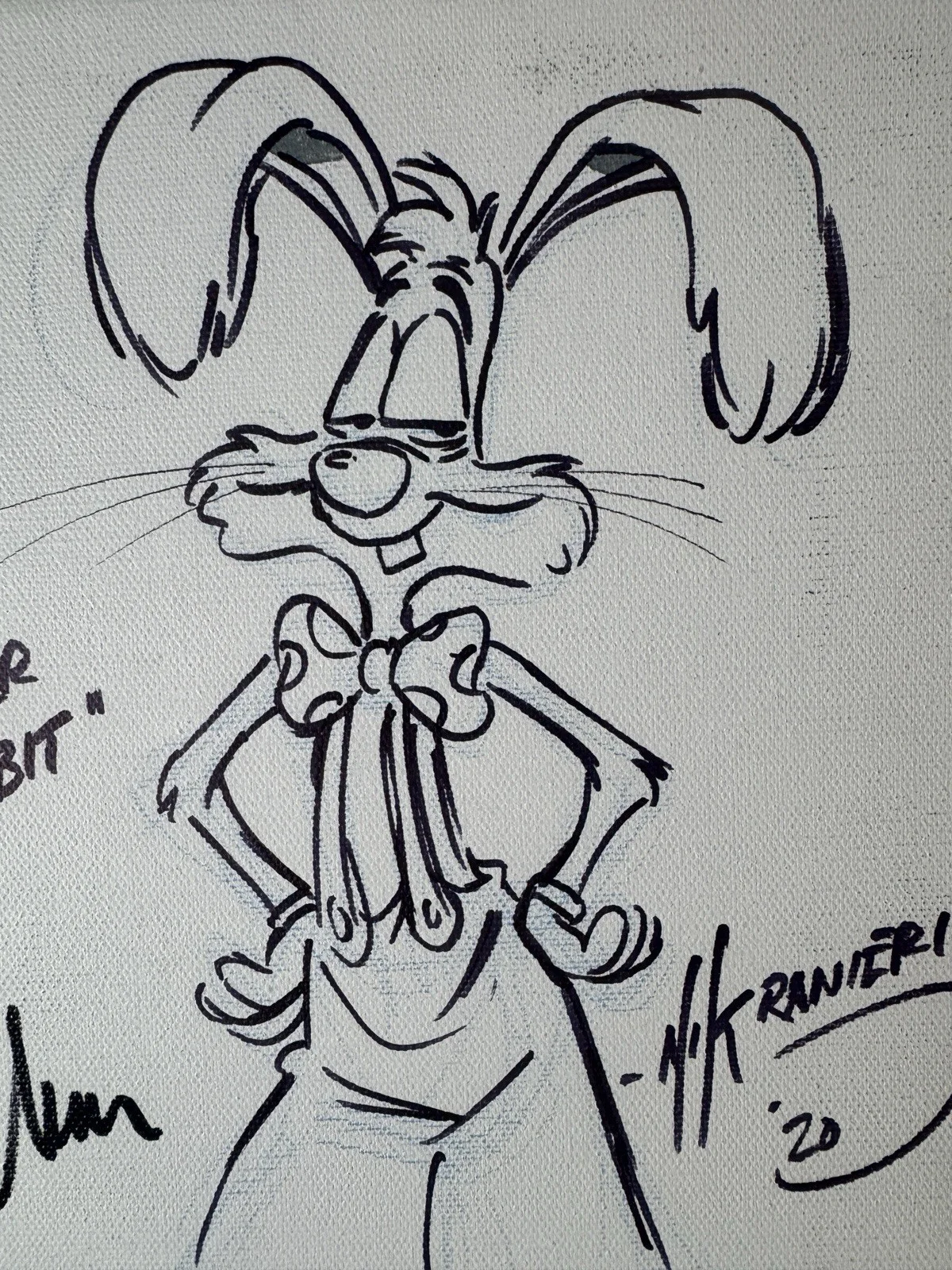 Charles Fleischer — Charles Fleischer & Nik Ranieri Sketched 8"x10" Roger Rabbit Canvas BAS COA, image 3