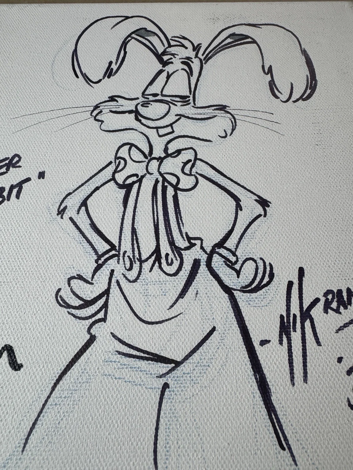Charles Fleischer — Charles Fleischer & Nik Ranieri Sketched 8"x10" Roger Rabbit Canvas BAS COA, image 4