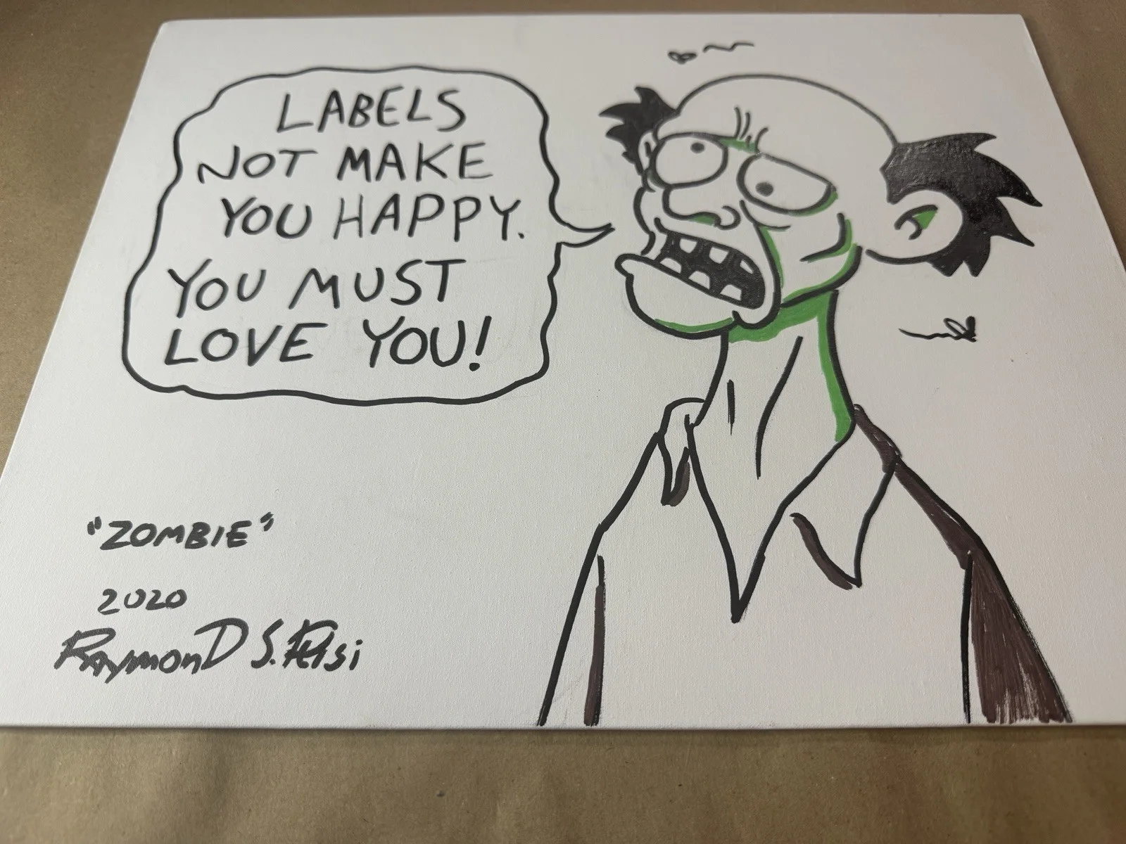 Raymond S Persi — Raymond S Persi Sketched Zombie Wreck it Ralph 11”x14” Canvas BAS COA, изображение 2