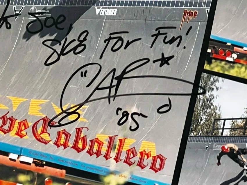 Steve Caballero — Vans Poster signed by Steve Caballero 2005 Autograph "to Joe SK8 For Fun-Cab", image 3