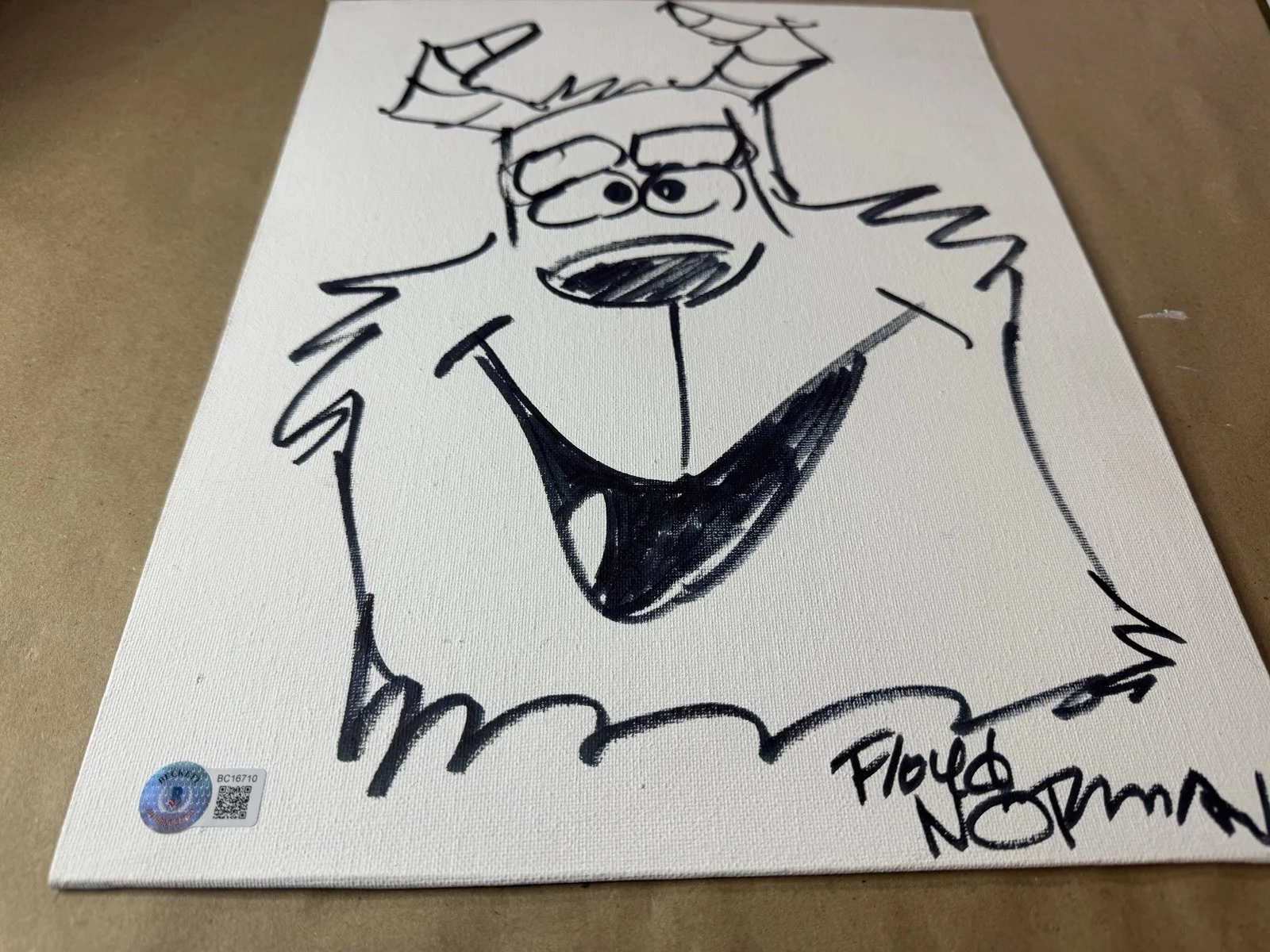 Floyd norman — Floyd Norman Signed & Sketched Sully Monsters Inc 11”x14” Canvas Beckett BAS COA, изображение 2