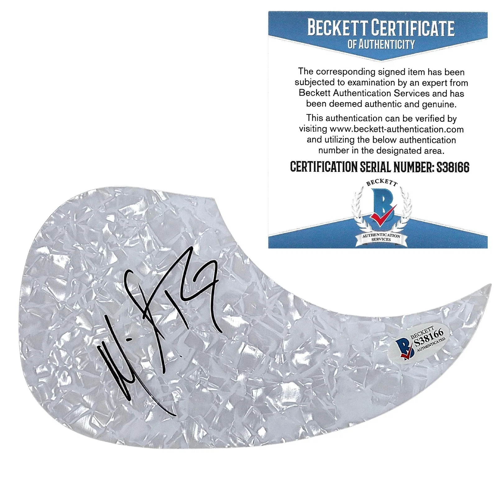 Michael Ray — Michael Ray Signed Pearl Guitar Pickguard Beckett COA Country Music Memorabilia, image 2