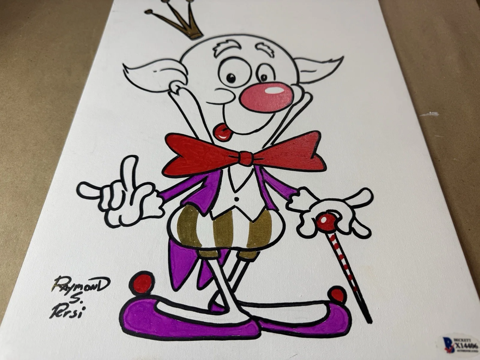 Raymond S Persi — Raymond S Persi Sketched King Candy Wreck it Ralph 11”x14” Canvas BAS COA, image 2