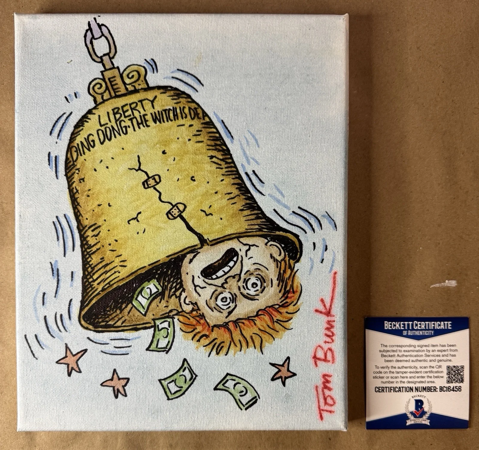 Tom Bunk — Tom Bunk Original Sketched Garbage Pail Kids 8"x10" Canvas Beckett BAS COA