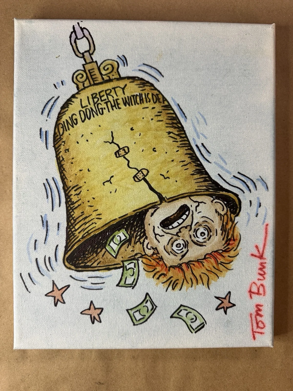 Tom Bunk — Tom Bunk Original Sketched Garbage Pail Kids 8"x10" Canvas Beckett BAS COA, image 2