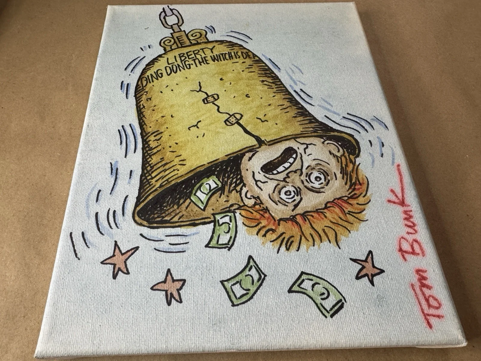 Tom Bunk — Tom Bunk Original Sketched Garbage Pail Kids 8"x10" Canvas Beckett BAS COA, image 3