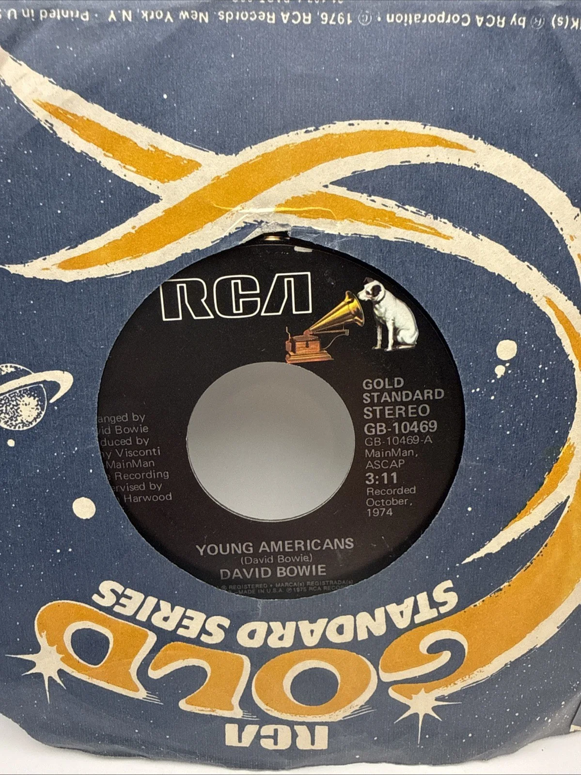 1974 David Bowie "Knock On Wood" And "Young Americans" Vinyl 45 Record, image 2