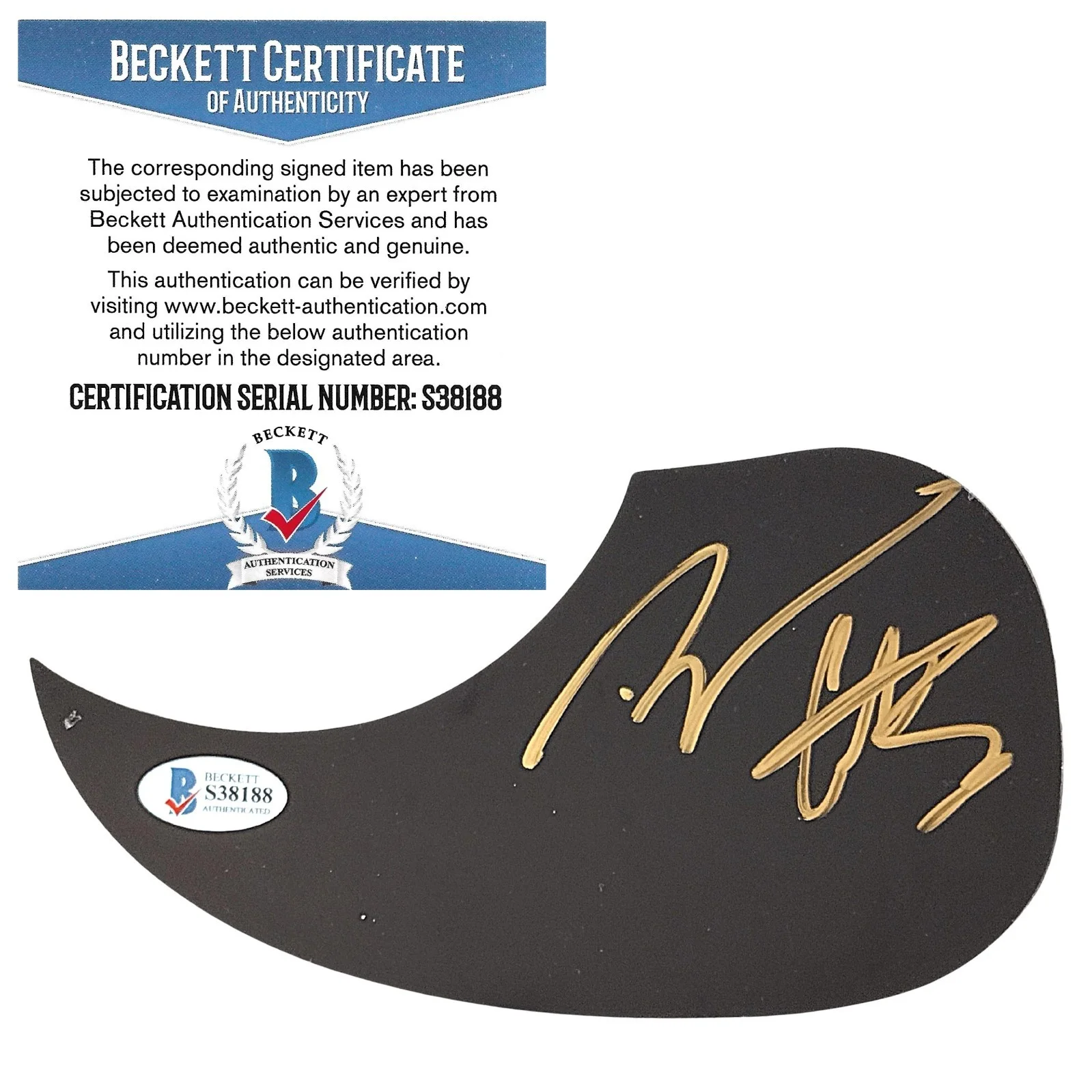 Preston Brust, Chris Lucas — LOCASH Signed Guitar Pickguard Gold Beckett BAS COA Country Music Memorabilia, изображение 2