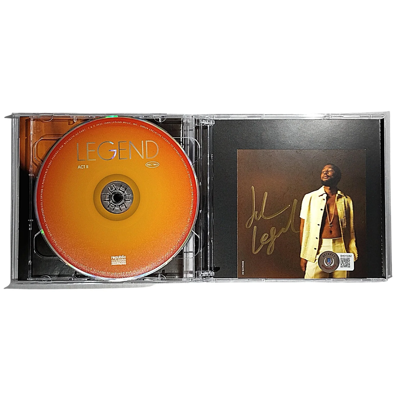John Legend — John Legend Signed Legend CD Insert With Disc Beckett BAS COA Gold Sharpie, изображение 4