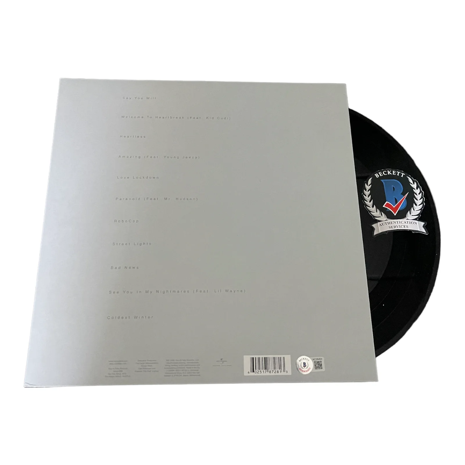 KANYE WEST SIGNED AUTOGRAPH 808S & HEART BREAK LP VINYL BECKETT BAS, image 2