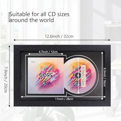 CD Display Frame with Real Glass, Signed Music Frame for Disc & Booklet, Wall/Ta, image 4