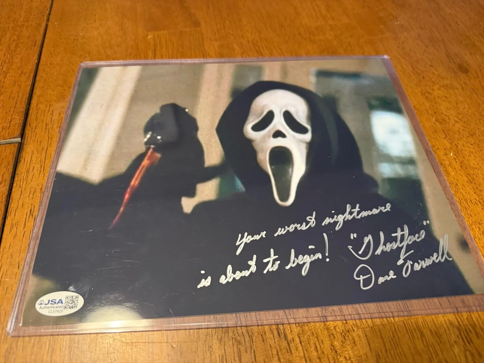 Dane Farwell — Dane Farwell Signed Scream Ghostface 8x10 Photo Authentic Autograph JSA COA, image 3