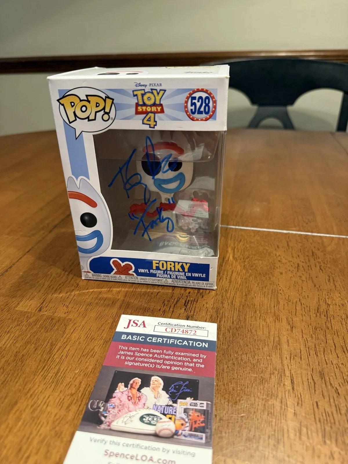 Tony Hale — Funko Pop Disney Pixar Toy Story 4 "Forky " #528 Signed by Tony Hale JSA Rare