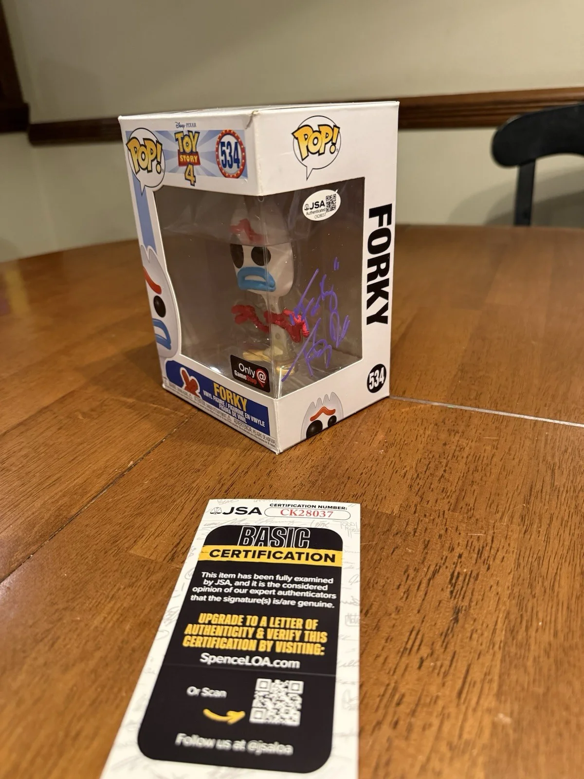 Tony Hale — Funko Pop Disney Pixar Toy Story 4 "Forky " #534 Signed by Tony Hale JSA CK28037