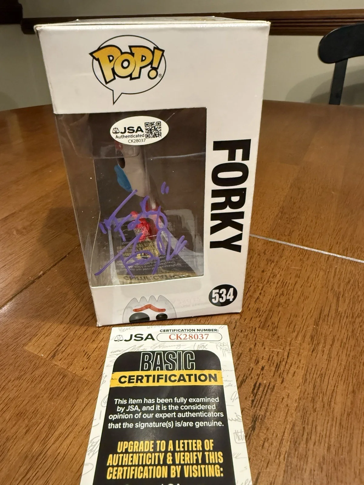 Tony Hale — Funko Pop Disney Pixar Toy Story 4 "Forky " #534 Signed by Tony Hale JSA CK28037, image 4
