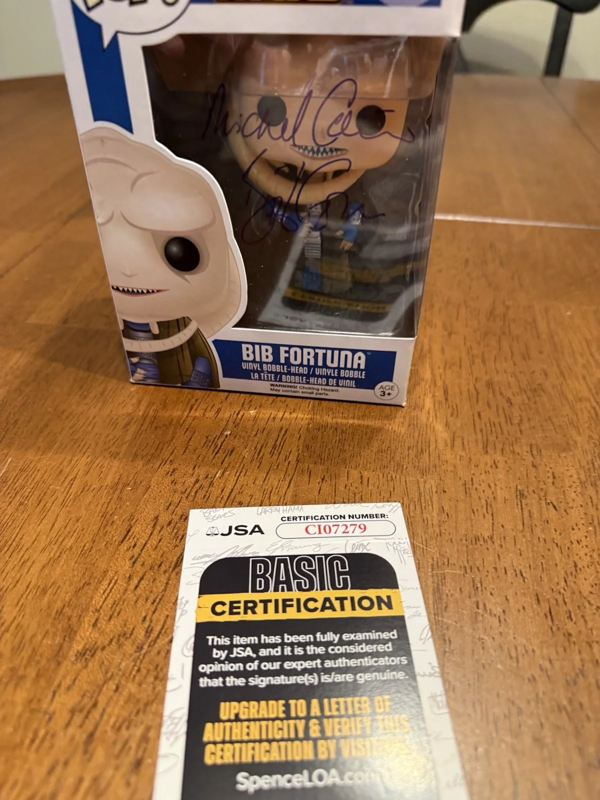 Michael Carter — Funko Pop! 53 Bib Fortuna, Star Wars / Signed Michael Carter JSA COA, image 2