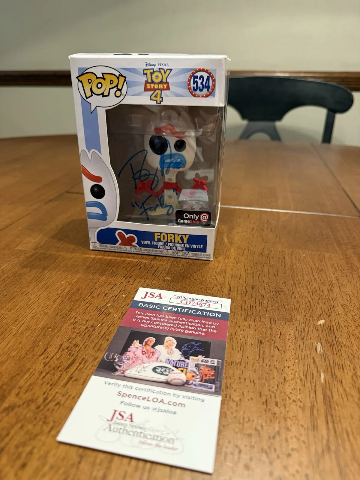 Tony Hale — Funko Pop Disney Pixar Toy Story 4 "Forky " #528 Signed by Tony Hale JSA