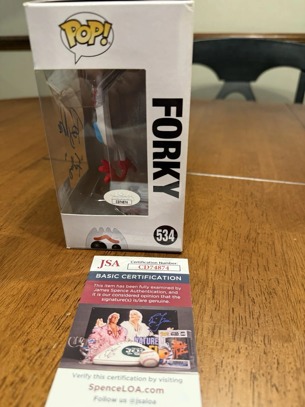 Tony Hale — Funko Pop Disney Pixar Toy Story 4 "Forky " #528 Signed by Tony Hale JSA, изображение 2
