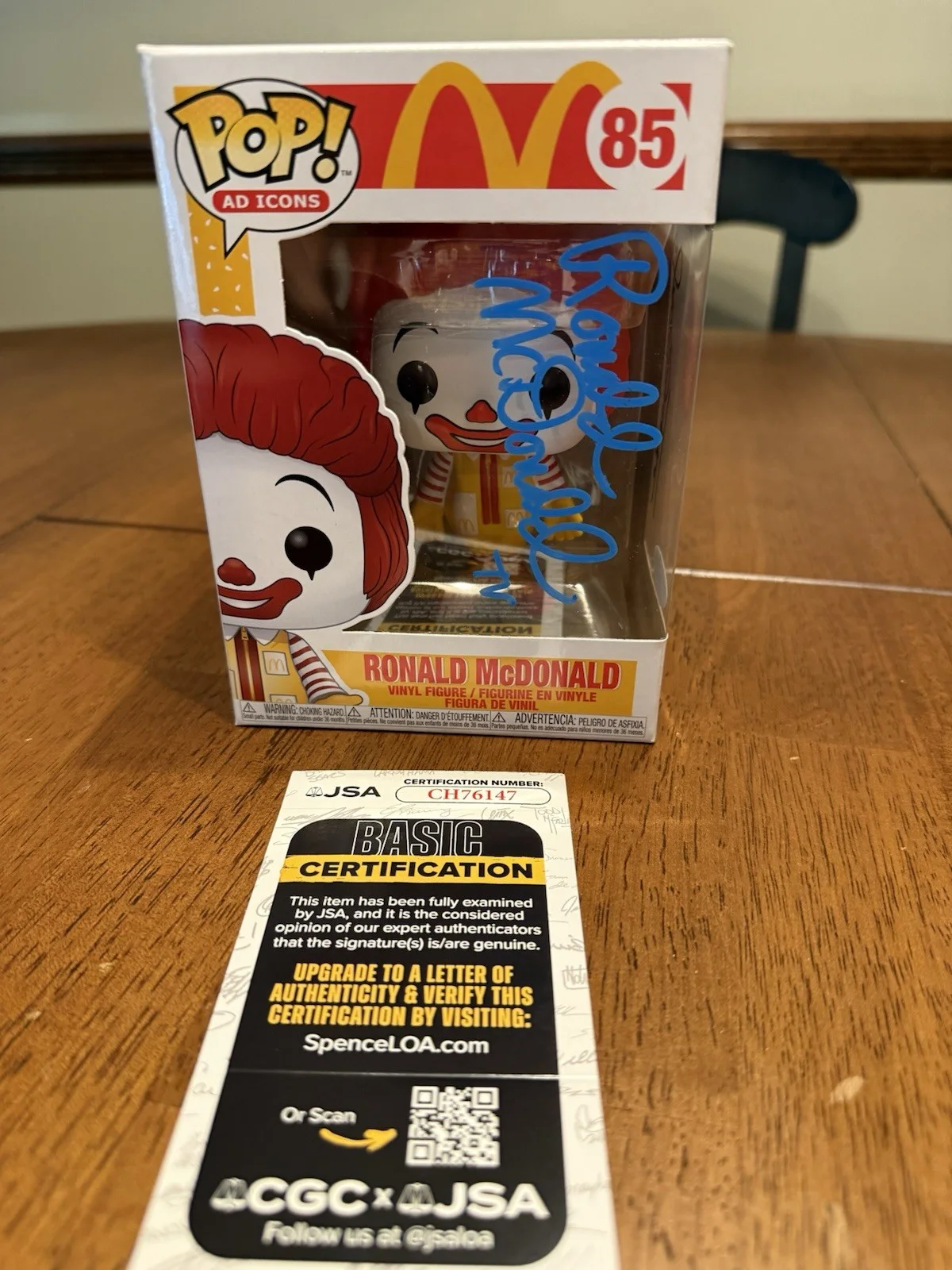 JACK DOEPKE signed (RONALD MCDONALD) McDonalds Funko Pop #85 JSA, image 2