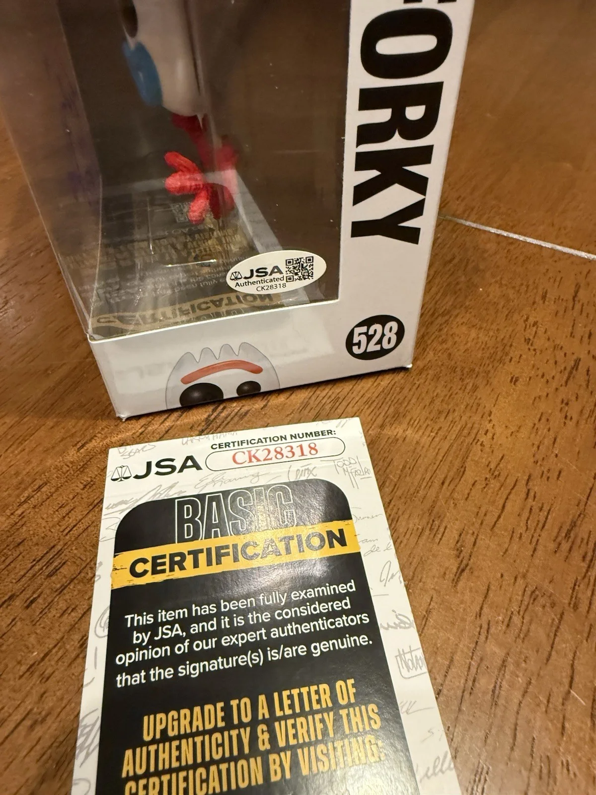 Tony Hale — Funko Pop Disney Pixar Toy Story 4 "Forky " #534 Signed by Tony Hale JSA CK28318, изображение 3