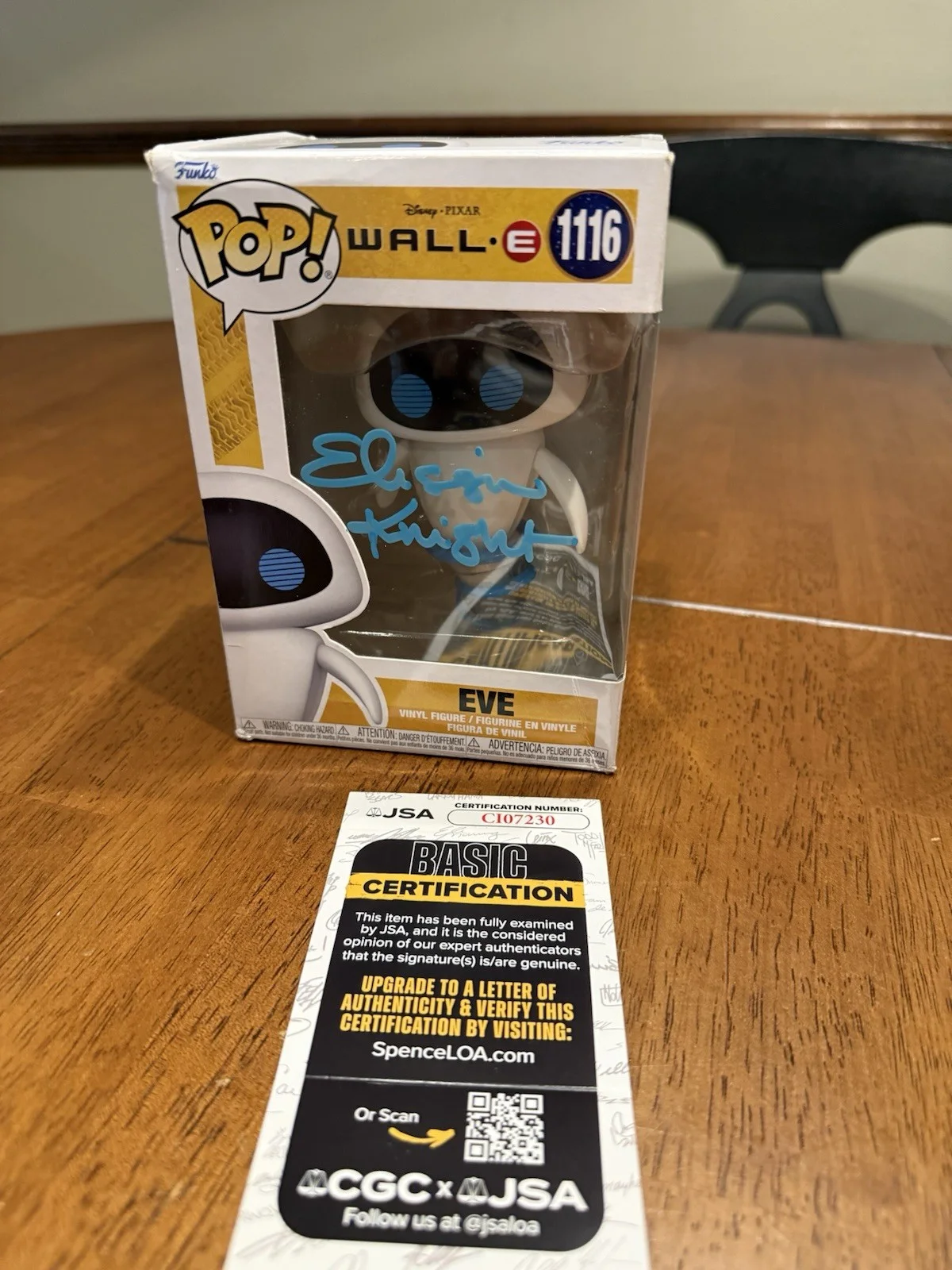 Elissa Knight — Elissa Knight Signed Disney PIXAR WALL-E Eve Funko POP! Vinyl Autograph JSA COA