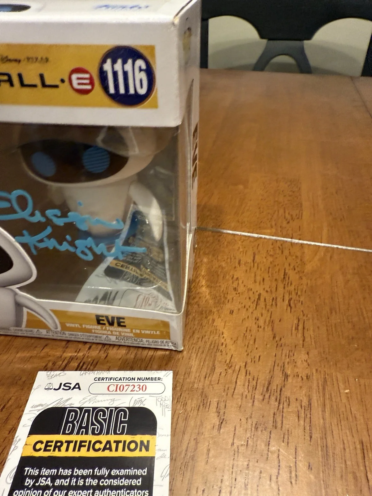 Elissa Knight — Elissa Knight Signed Disney PIXAR WALL-E Eve Funko POP! Vinyl Autograph JSA COA, image 3