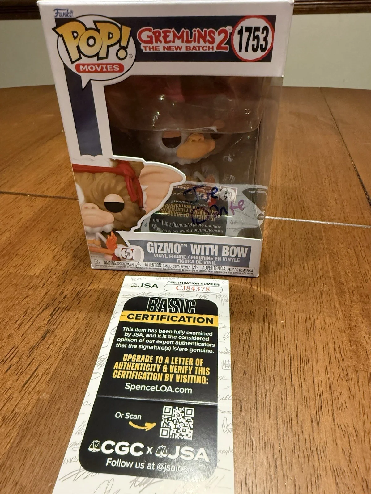 Joe Dante — Joe Dante Signed Gremlins Gizmo Funko POP! Funko 1753 Autograph JSA CJ84378, изображение 2