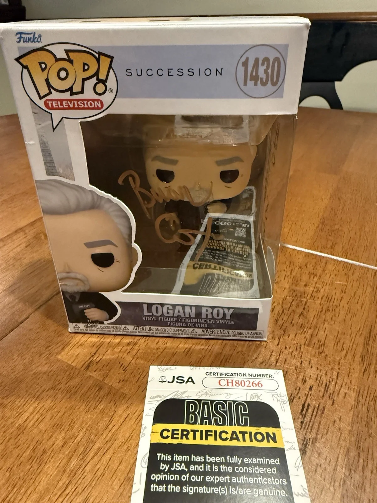 Brian Cox — Signed Funko Pop #1430 - Succession - Logan Roy - Brian Cox COA JSA, image 2