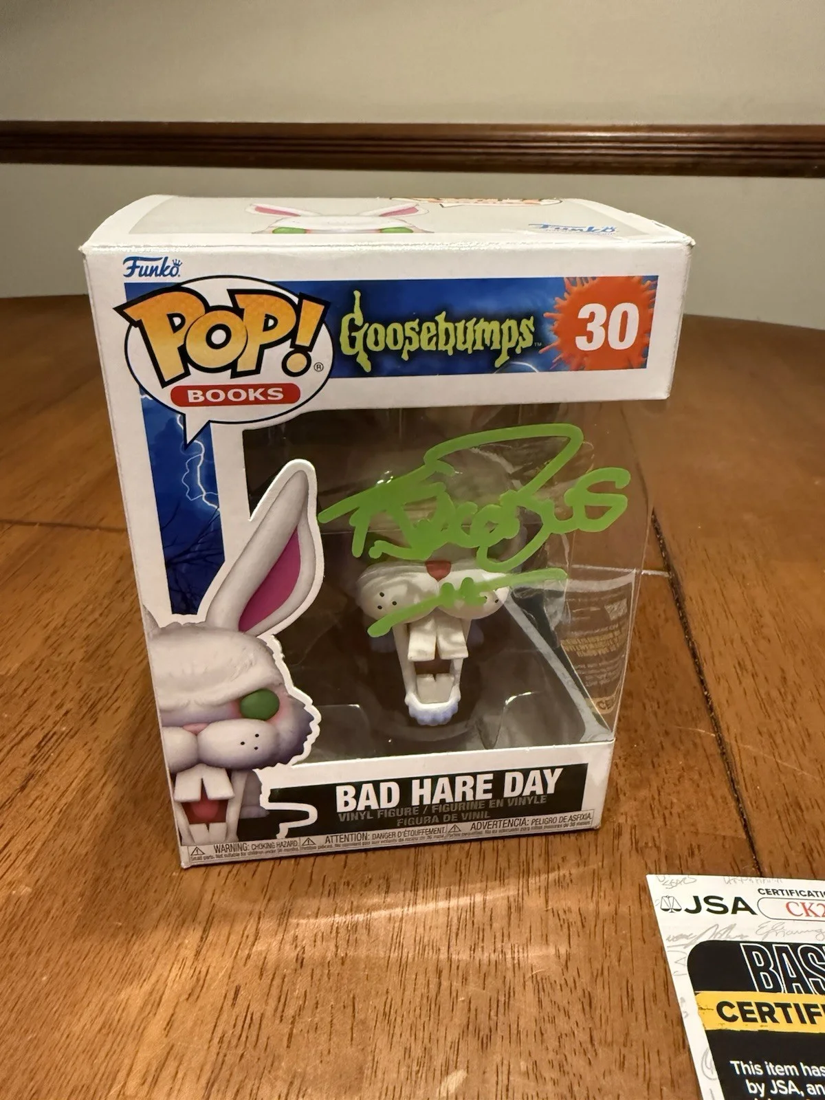 TIM JACOBUS — TIM JACOBUS SIGNED Bad Hare Day POP FUNKO GOOSEBUMPS JSA COA CK28284, изображение 2
