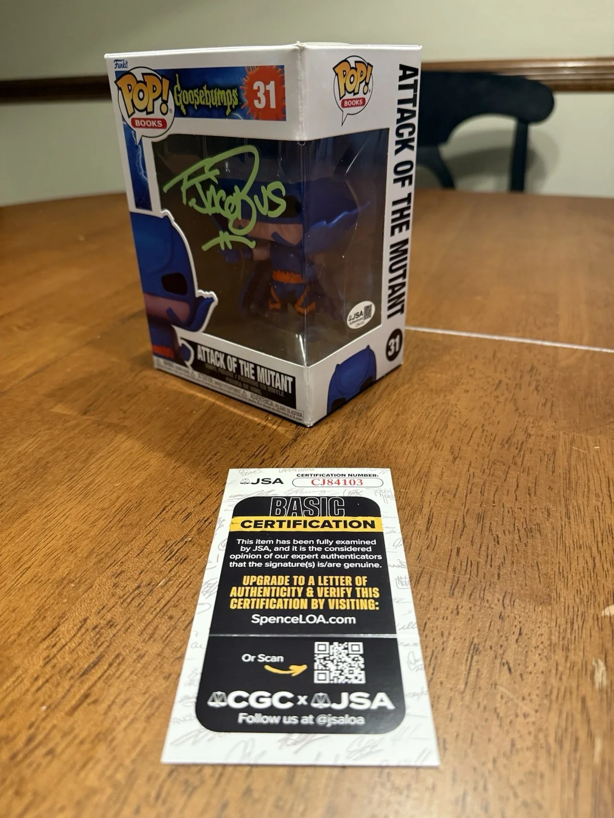 TIM JACOBUS — TIM JACOBUS SIGNED ATTACK OF THE MUTANT POP FUNKO GOOSEBUMPS JSA COA CJ84103