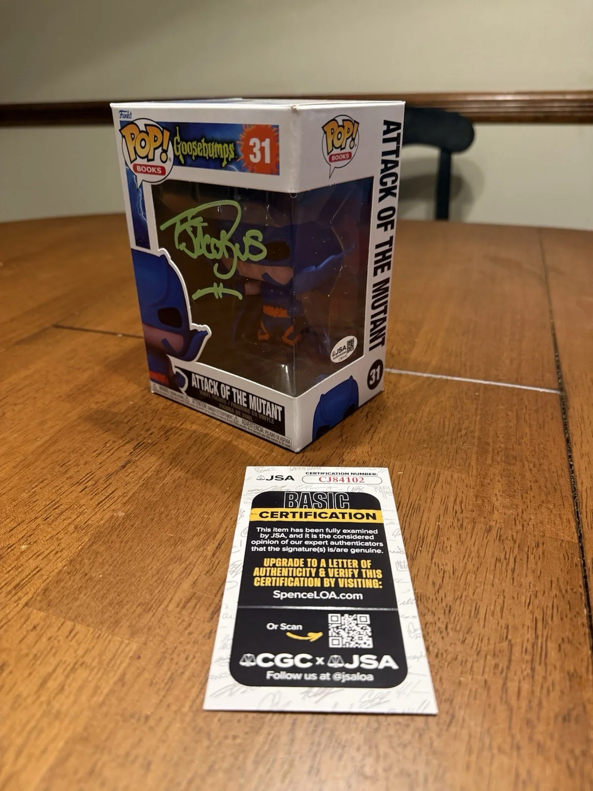 TIM JACOBUS — TIM JACOBUS SIGNED ATTACK OF THE MUTANT POP FUNKO GOOSEBUMPS JSA COA CJ84102