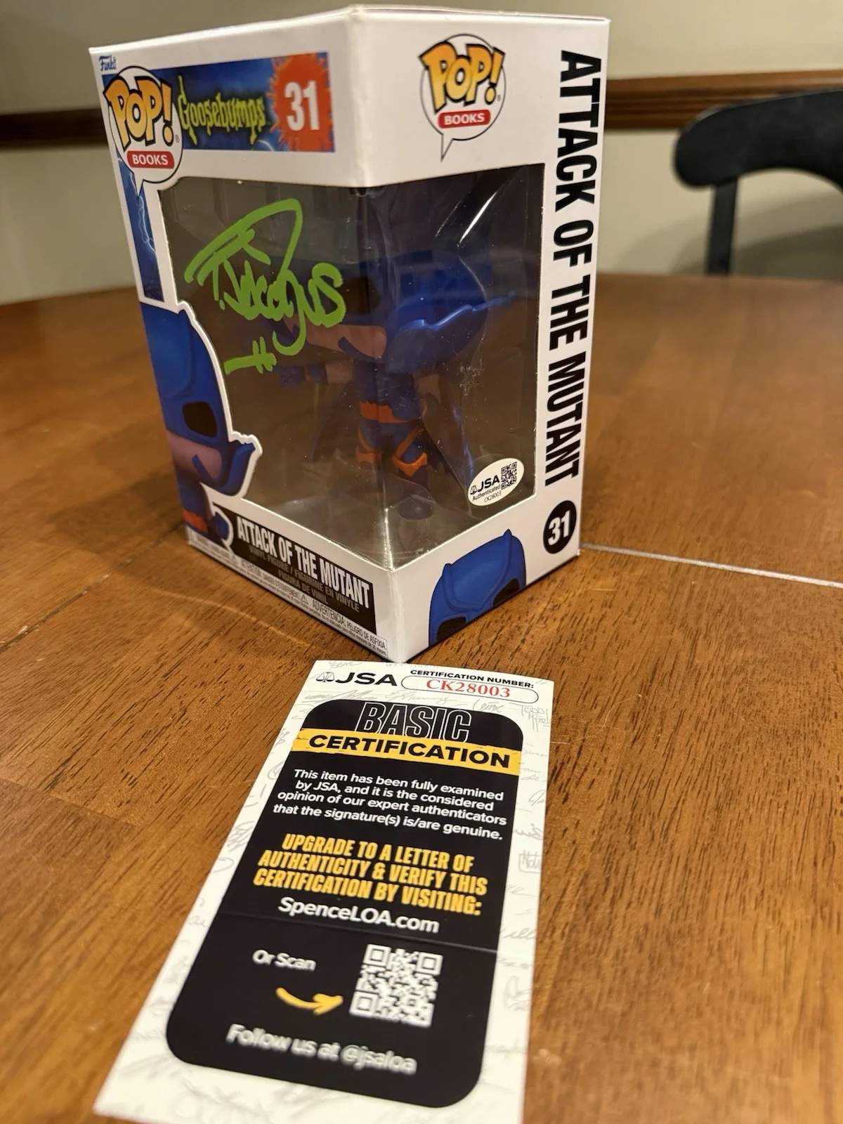 TIM JACOBUS — TIM JACOBUS SIGNED ATTACK OF THE MUTANT POP FUNKO GOOSEBUMPS JSA COA CK28003