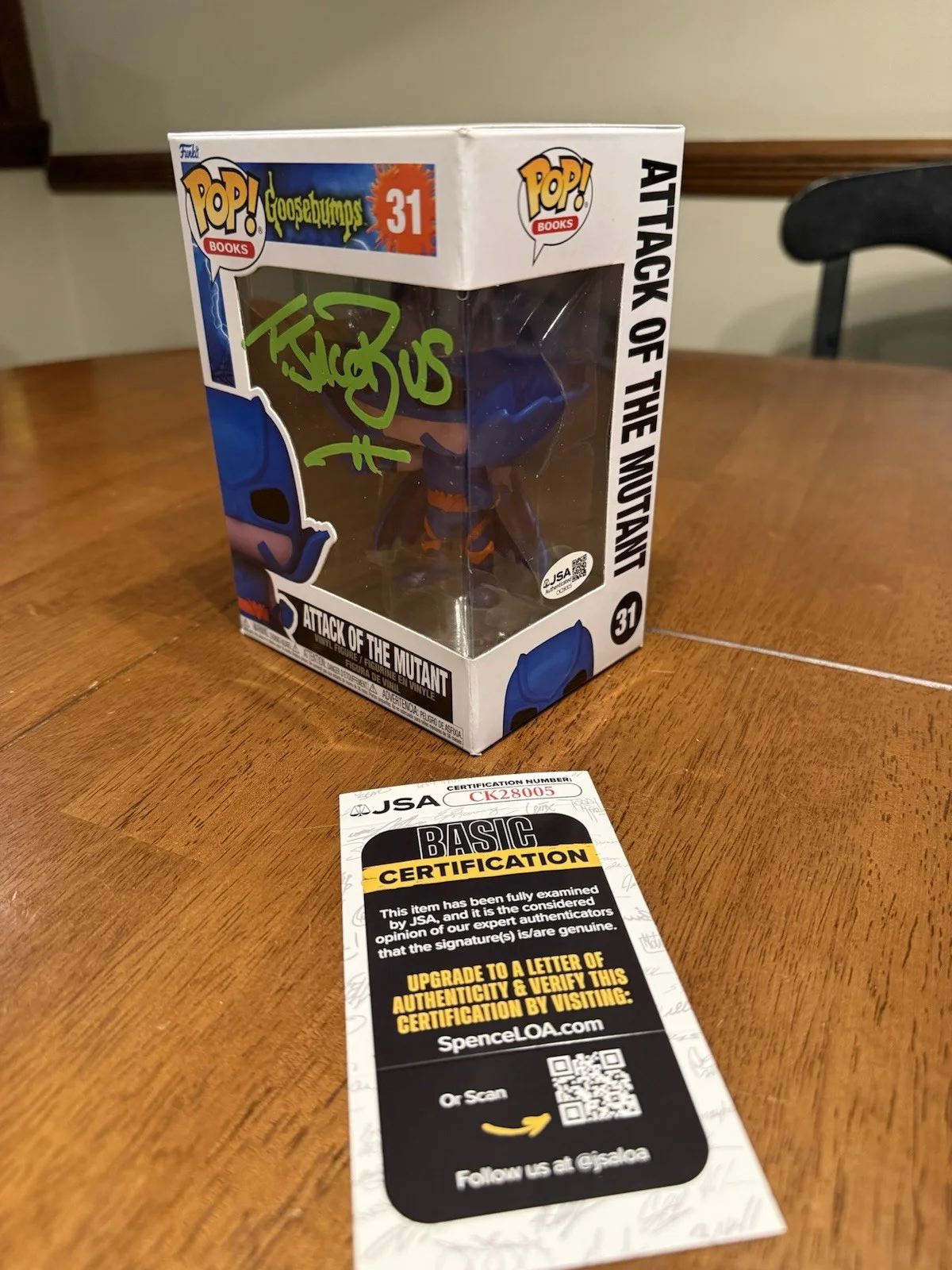 TIM JACOBUS — TIM JACOBUS SIGNED ATTACK OF THE MUTANT POP FUNKO GOOSEBUMPS JSA COA CK28005