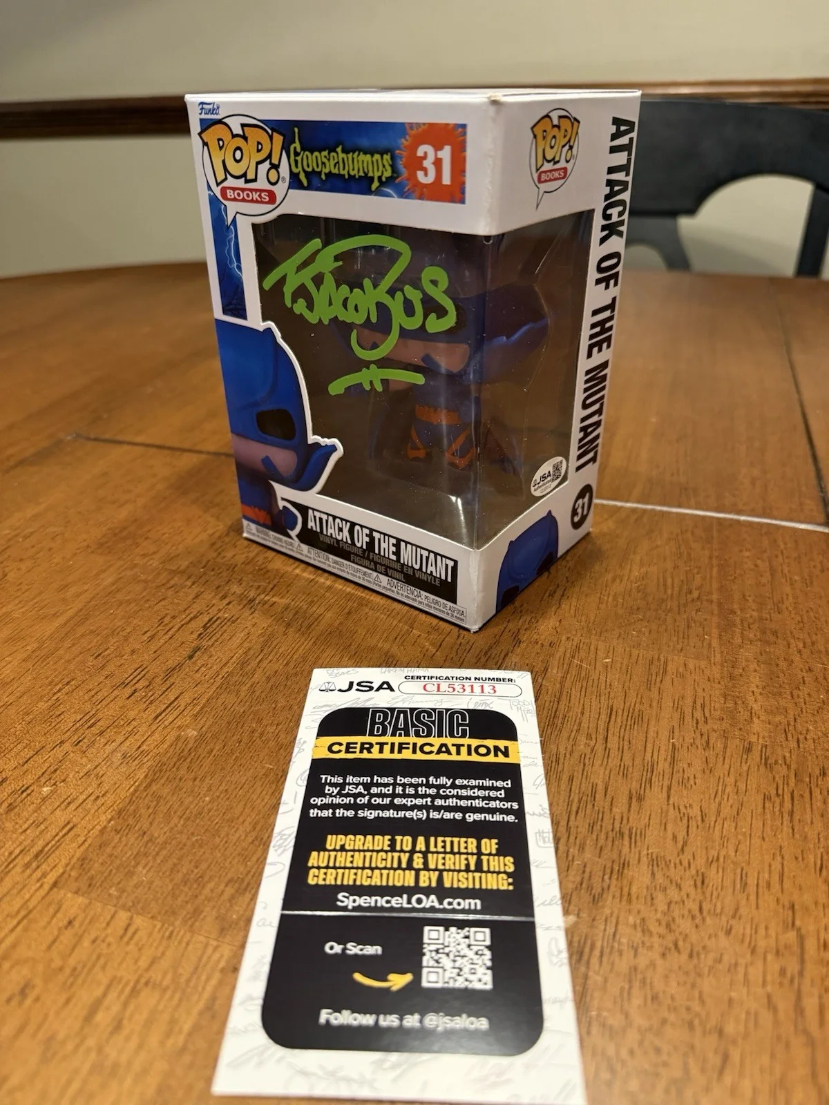 TIM JACOBUS — TIM JACOBUS SIGNED ATTACK OF THE MUTANT POP FUNKO GOOSEBUMPS JSA COA CL53113