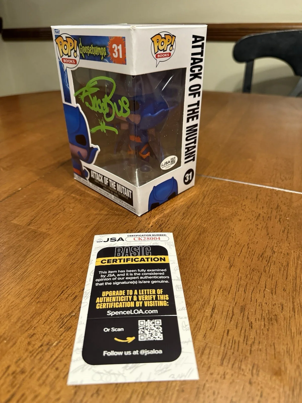 TIM JACOBUS — TIM JACOBUS SIGNED ATTACK OF THE MUTANT POP FUNKO GOOSEBUMPS JSA COA CK28004