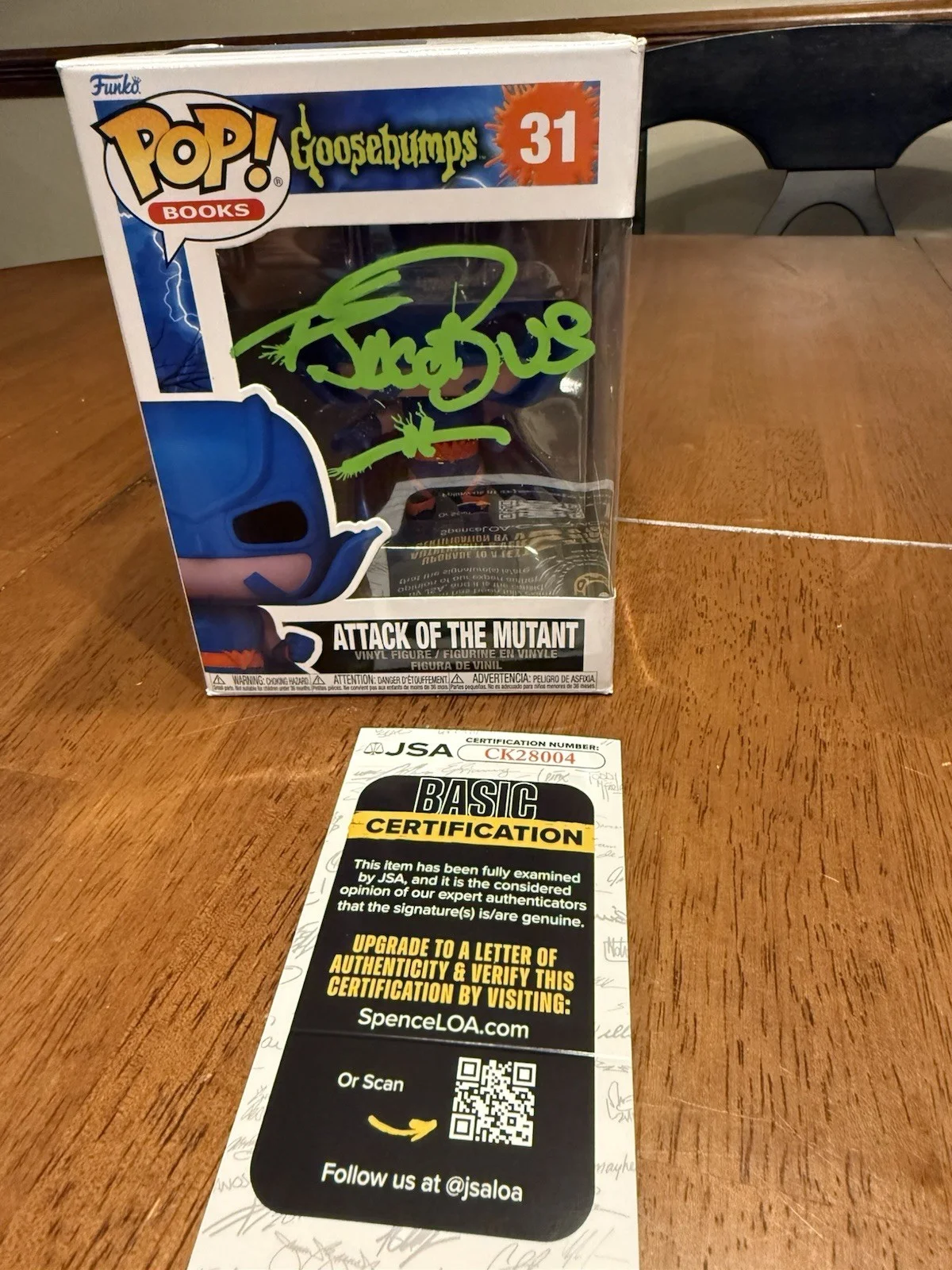 TIM JACOBUS — TIM JACOBUS SIGNED ATTACK OF THE MUTANT POP FUNKO GOOSEBUMPS JSA COA CK28004, image 2