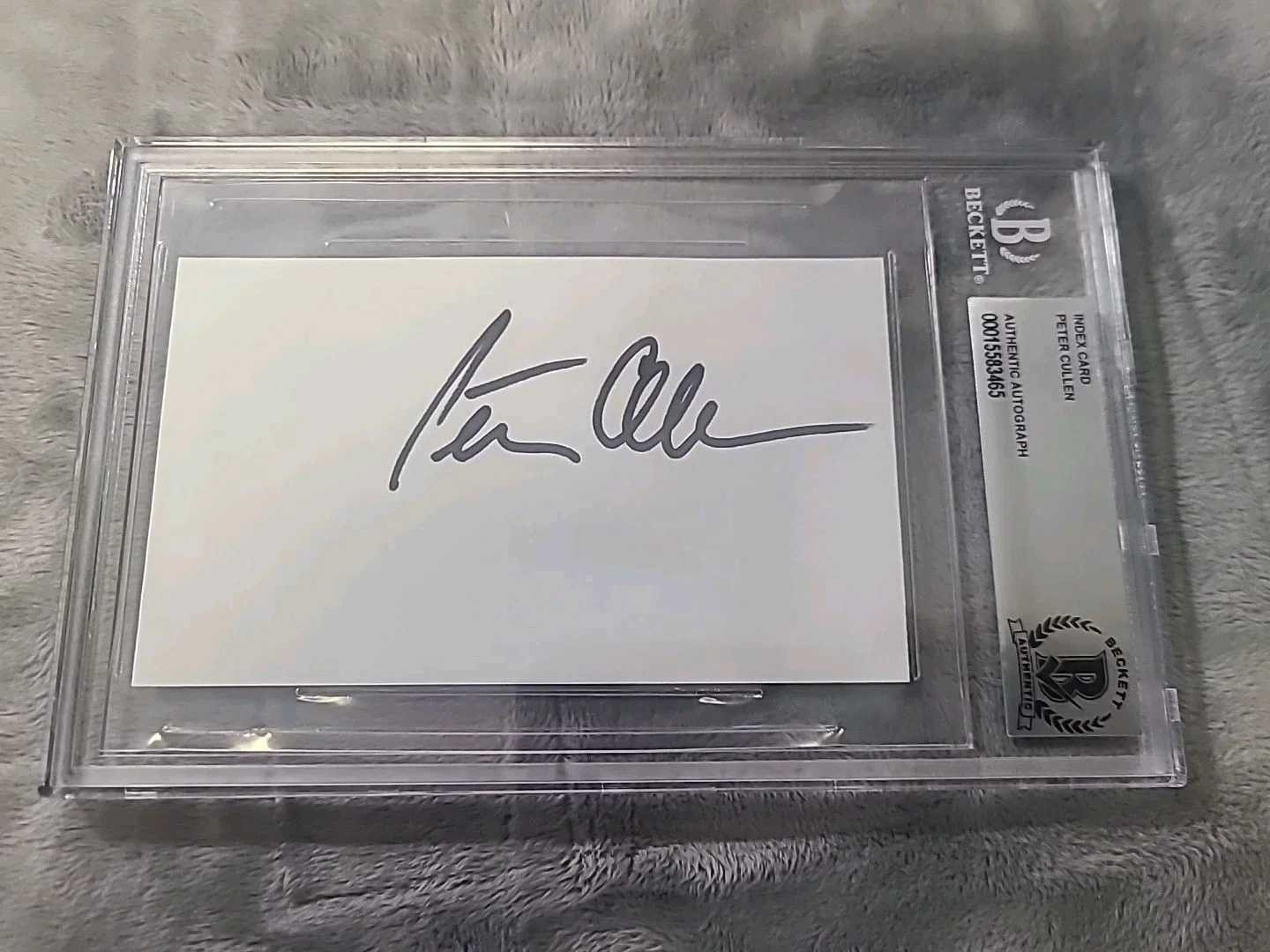 Peter Cullen Signed Index Card Beckett Certified Predator Optimus Prime, image 2
