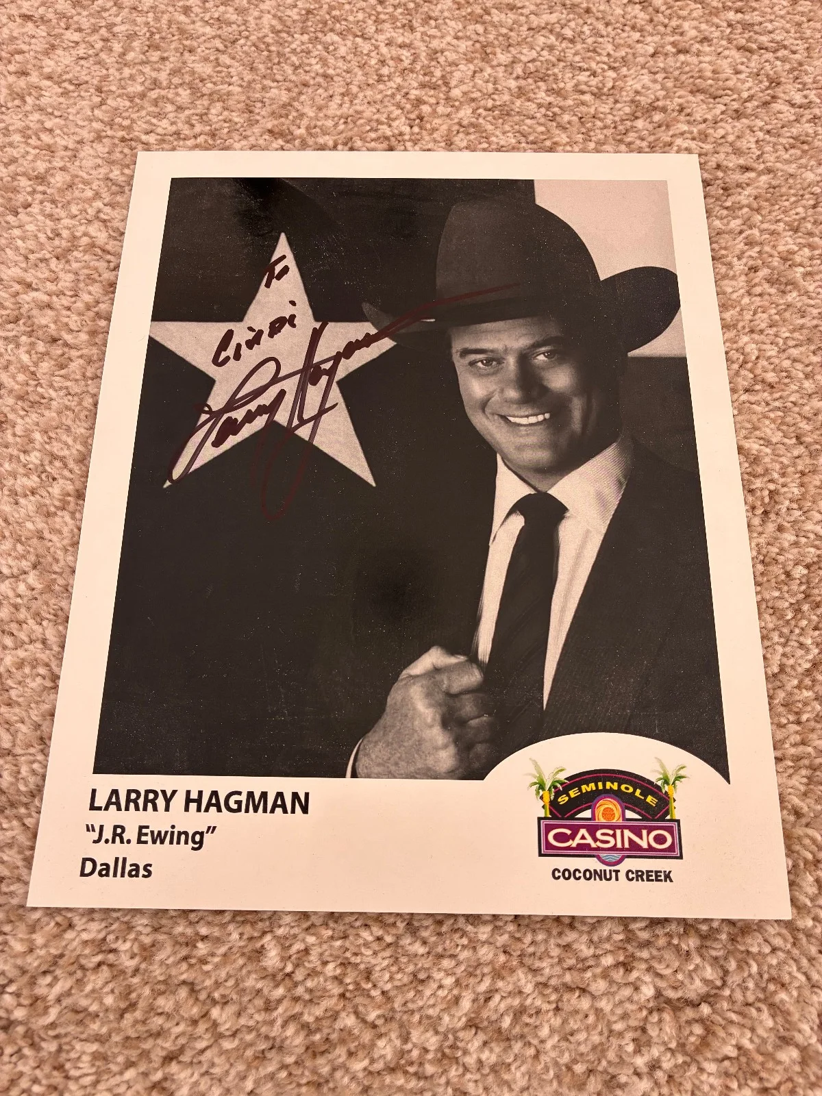 LARRY HAGMAN — LARRY HAGMAN SIGNED AUTOGRAPH "JR EWING" 8X10 PHOTO SEMINOLE CASINO NICE !!